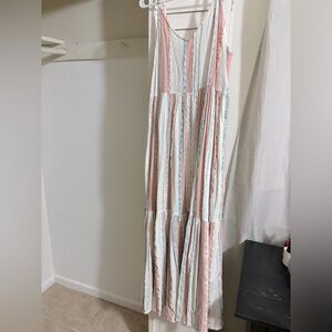 O'Neill Striped Dress in Blush, White & Aqua